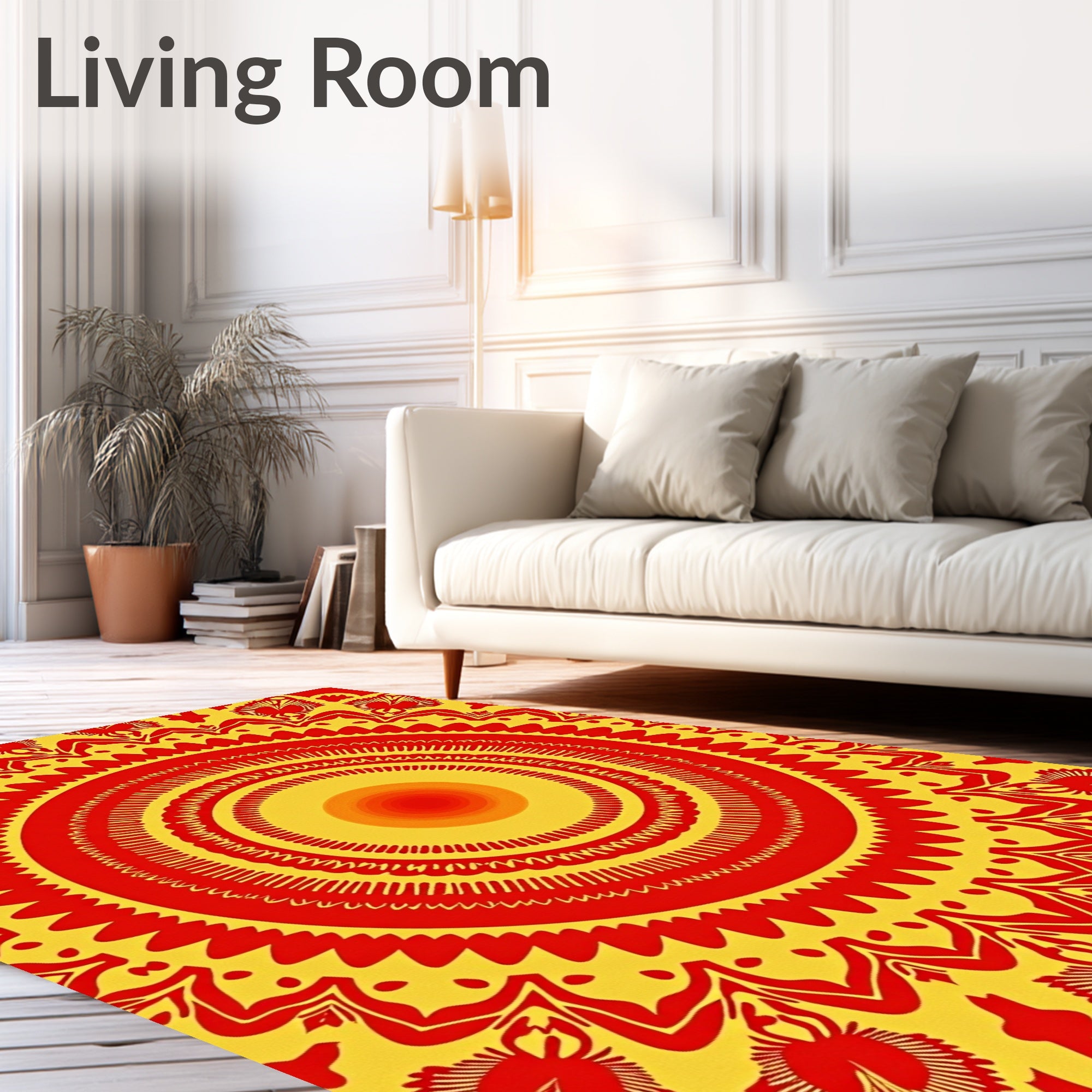 Vibrant Sunrise Medallion Swirl Tangerine Radial (Red) - ODIKA