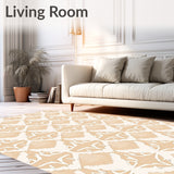 Modern Hexagon Tessellation Grid Contemporary Abstract Floor Art (Beige)