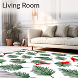 Cardinal Pine Branch Motif Slip Resistant Entryway Covering(Red)