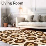 Neutral Oval with Abstract Animal Inspired Design and Earthy Layers(Beige)