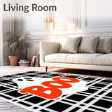 Buffalo Checkered Ghost Motif Welcome with Playful Script(Black)