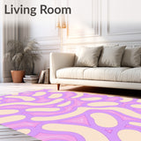 Minimal Abstract Mosaic Featuring Interlocking Ovals and Pastel Blends(Beige)
