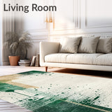 Contemporary Beige and Dark Green Splatter(Beige)
