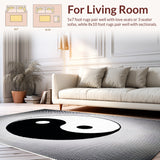 Ultra Soft Area Rug, Non Slip, Stain Resistant, Washable Area Rugs for Living Room, Bedroom, yin yang doormat(Black)