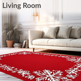 Snowflake with Evergreen Tree Accents and Festive Motifs(Red)