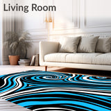 Retro Swirl Motif with Abstract Fluid Waves and Vintage (Blue)