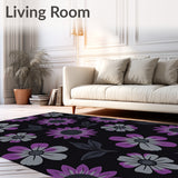Charcoal Bloom Artistic Contemporary Flower Motif(Purple)