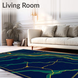 Luxurious Veined Stone with Metallic Accents Contemporary Design(Blue)