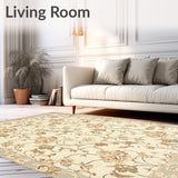 Artistic Area with Elegant Floral Motifs(Beige)