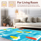 Funny Tropical Surf Absorbent Bath Mat Coastal Ocean Wave Art Design(Blue)