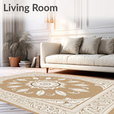 Vintage Distressed Medallion Transitional Fade Resistant(Beige)
