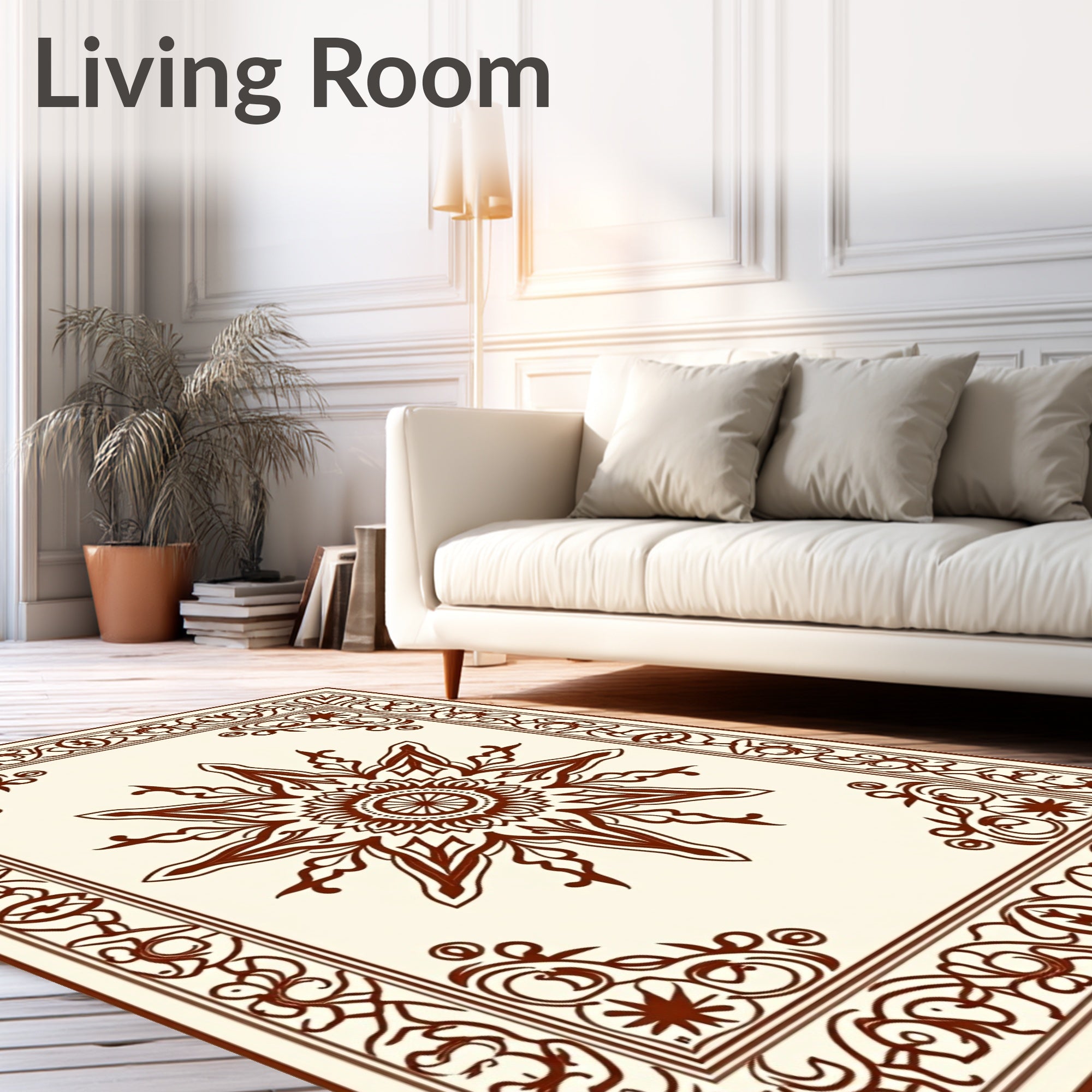 Boho with Symmetrical Floral Scrollwork (Brown) - ODIKA