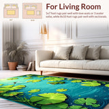 Playful Pondside Picnic Charming Scene with Frogs Lilies and Dragonflies(Green)