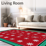 Snowflake Motif Holiday with Festive Checkered Border Design(Red)