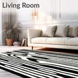 Wild Stripe with Expressive Black Graphic Lines Art(Black)