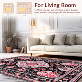 Whimsical Patterned Floral Scene(Black)