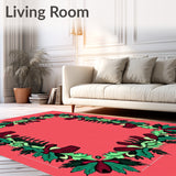 Wreath Border Design Anti Slip Hallway Holiday(Red)