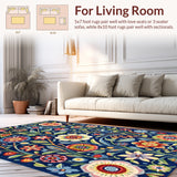 Colorful Floral Fantasy with Whimsical and Lush Colors(Navy)