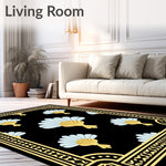 Art Fan Motif with Metallic Accents and Symmetrical Layout (Black) - ODIKA