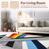 Ultra Soft Area Rug, Non Slip, Stain Resistant, Washable Area Rugs for Living Room, Bedroom, Abstract Ultra-Thin Geometric(Gray)