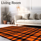 Festive Autumn Interlocking Tartan Design with Crisp Stripes(Orange)