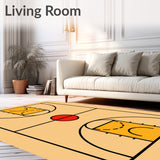 Basketball Court Beige Floor Yellow Key Black Lines Red Circle(Beige)
