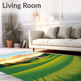 Farmhouse Valley Meadow Sunrise Countryside Road Trip Horizon (Green) - ODIKA