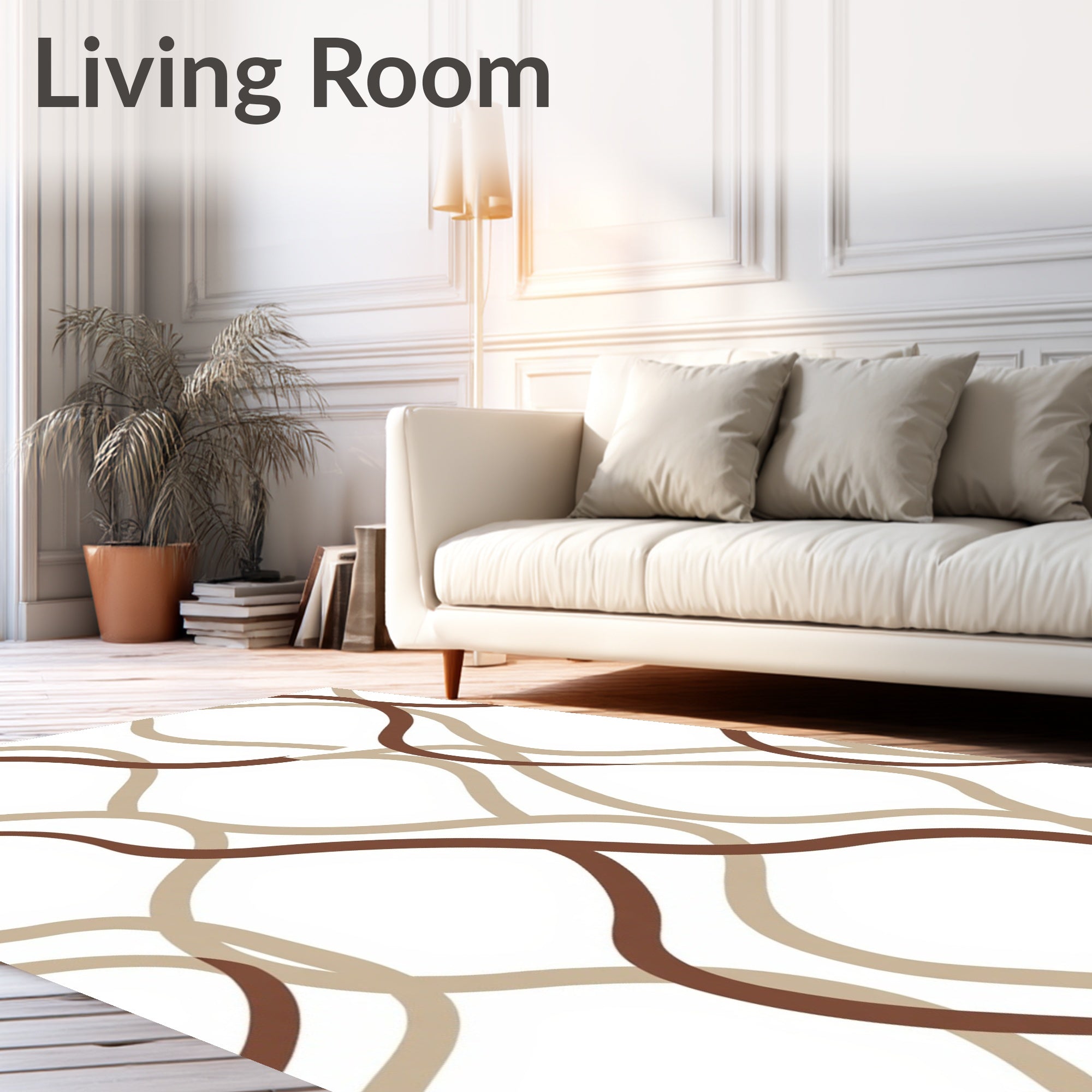 Artisan Interlocking Chevron Motif Luxe Patterned Floor Cover (Brown) - ODIKA