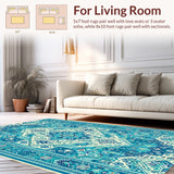 Ultra Soft Area Rug, Non Slip, Stain Resistant, Washable Area Rugs for Living Room, Bedroom, Vintage Boho Soft Playroom Rug(Blue)