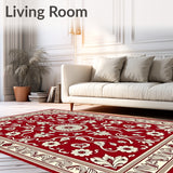 Vintage Mosaic Floral Arabesque Artistic Handwoven(Red)