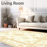 Heritage Beige Floral Damask With Machine Convenience(Beige)