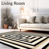 Contemporary Maze Inspired Featuring Interlocking Beige and Black Motifs(Black)