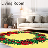 Jubilant Wreath Tapestry With Decorative Ribbon Swirls(Red)