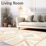 Artisan Crafted Oval Floor with Geometric Abstract Diamond Design(Beige)