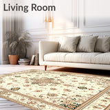 Elegant Beige Ivory Area with Ornate Medallion Design(Beige)