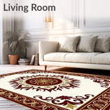 Filigree Medallion Surrounded by Heraldic Floral and Vinework(Brown)