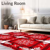 Festive Tartan Checkered with Nordic Snowflake Motifs(Red)