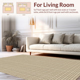 Ultra Soft Area Rug, Non Slip, Stain Resistant, Washable Area Rugs for Living Room, Bedroom, Picket Fences Indoor Outdoor(Beige)