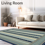 Beige Blue Vintage Stripe Hallway(Blue)