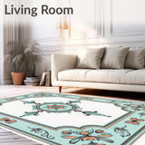 Vintage Medallion Heritage Print with Distressed Botanical Motifs(Teal)