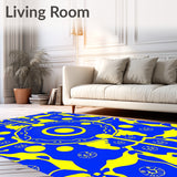 Comical Cat Portrait Seasonal Floor with Radiant Effects(Blue)