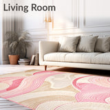 Glamorous Abstract Swirl Pink Beige Bath(Pink)