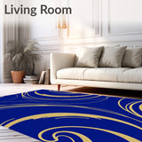 Swirling Fluid Motion Design with Precious Metal Inlays Artistic Style(Blue)