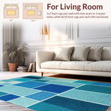 Ultra Soft Area Rug, Non Slip, Stain Resistant, Washable Area Rugs for Living Room, Bedroom, Farmhouse Striped Jute(Blue)