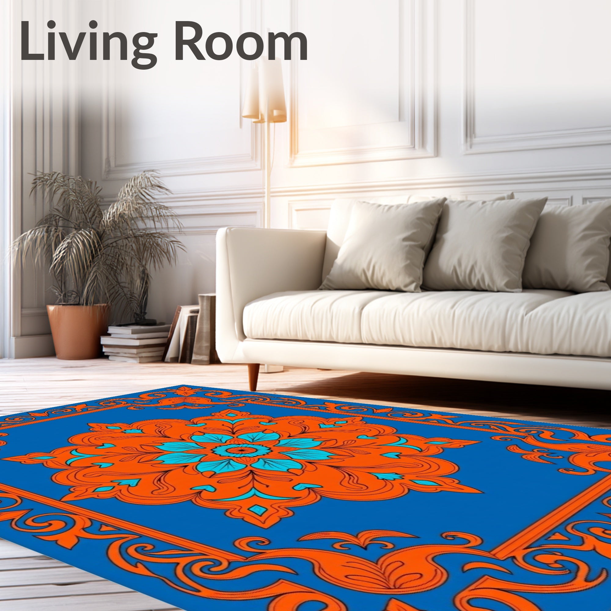 Ornate Motif with Baroque Floral Scrolls (Blue) - ODIKA