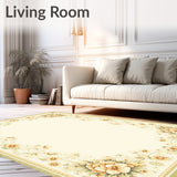 Elegant Floral Low Pile Indoor Floor Cover(Beige)