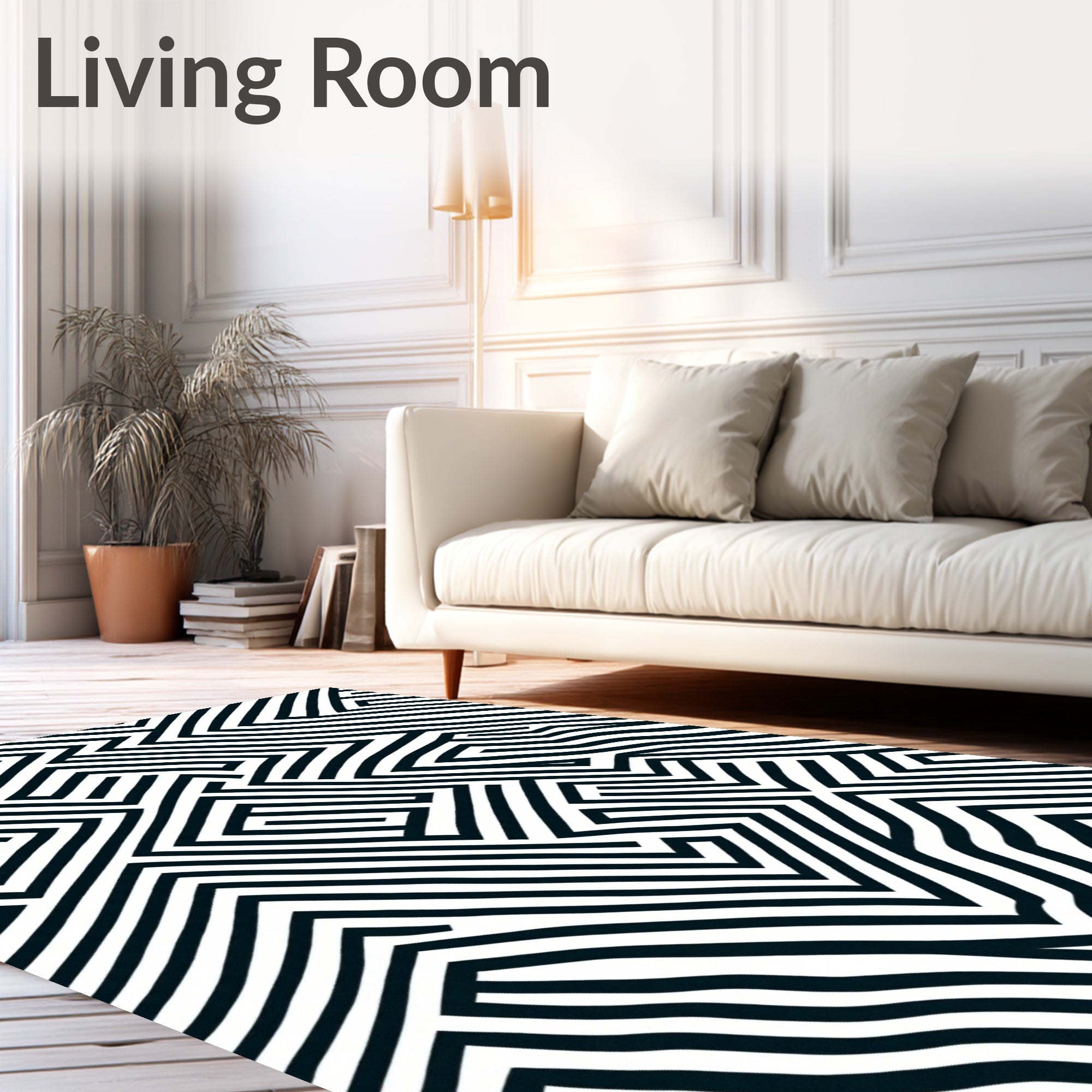 Interlocking Chevron Maze with Nordic Minimalist Motifs (Black) - ODIKA