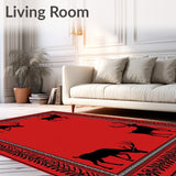 Festive Elk Winter Holiday Tapestry(Red)