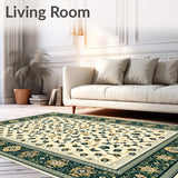 Modern Style Tribal Beige with Ornate Floral Motifs(Beige)