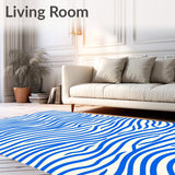 Zen Wave Ripple with Flowing Curved Lines Abstract Design (Blue)